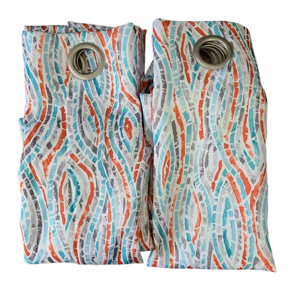 Interiors By Design 2 Panel Colorful Wave Pattern Curtains